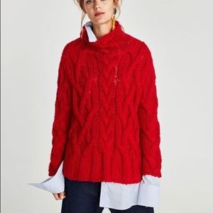 Vibrant red zara oversized turtleneck